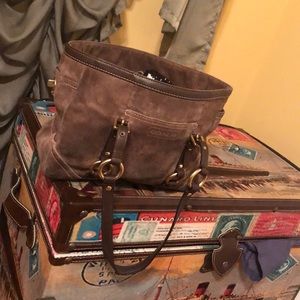 Classic  Coach brown suede handbag